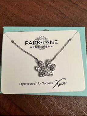 Park Lane PAWFECT Silver Pave Crystal Paw Pendant Necklace, 16”+3”, NWT
